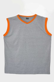 Tričko bez rukávu, šedý melír - oranžová